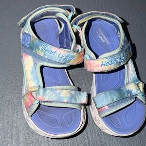 Skechers Heart Lights Kids Sandals - Blue and Multicolor